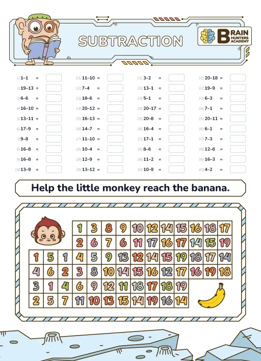 Preschool Printable Workbook: Math Subtraction Practice 0