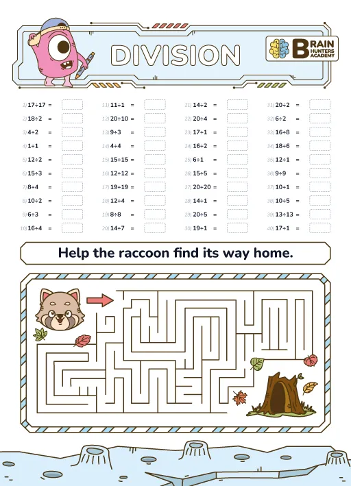Preschool Printable Workbook: Math Division Practice 1