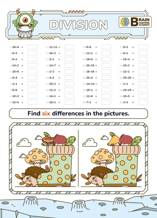 Preschool Printable Workbook: Math Division Practice 3