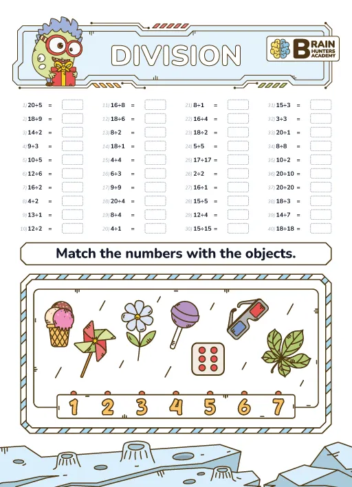 Preschool Printable Workbook: Math Division Practice 5
