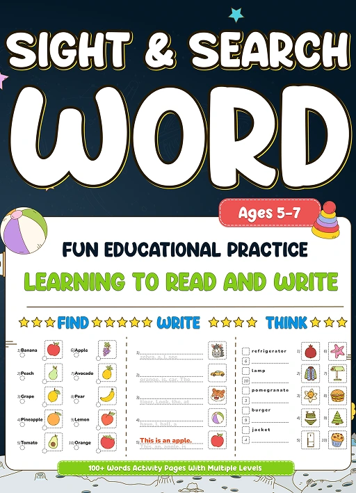 Sight Words and Word Search Workbook for Kids Ages 5-7: Fun Activities to Boost Reading Skills: An Engaging Learning Adventure for Pre-K, Kindergarten, and 1st Grade